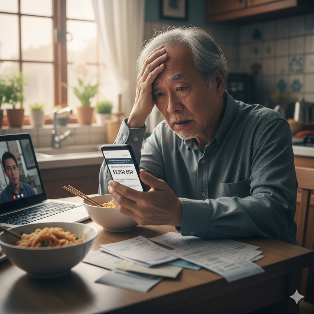 Idosa sorrindo usando smartphone em chamada de vídeo