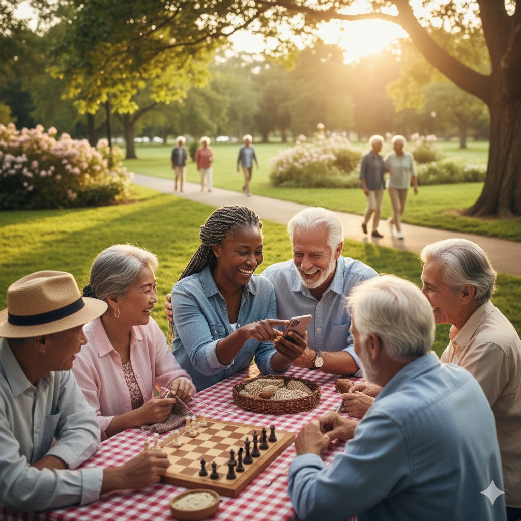 Grupo de idosos conversando