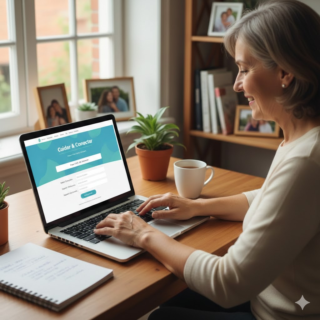 Cuidador sorrindo em ambiente de trabalho